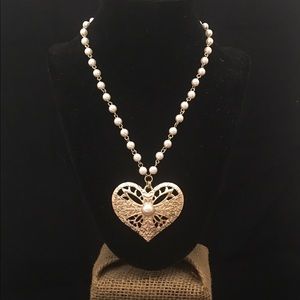 Pearl Necklace with Heart Pendant
